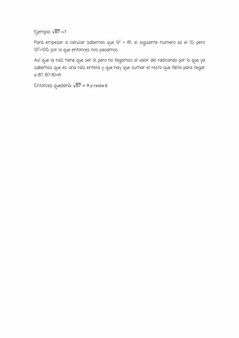
<h2 id="1razcuadrada">1. RAÍZ CUADRADA</h2>
<p>La raíz cuadrada de un número es el número que, multiplicado por sí mismo, da dicho número. 