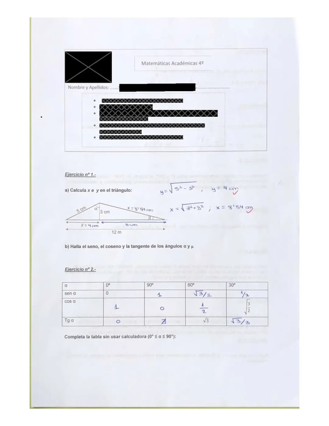 Cómo calcular seno y coseno de un ángulo y resolver triángulos
