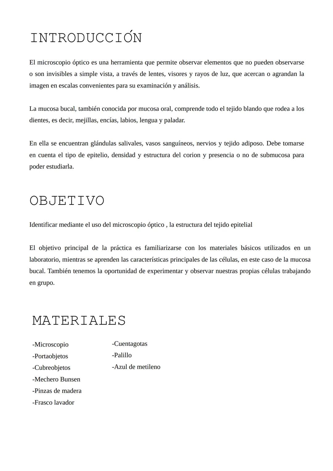 IES
GO
Instituto de secundaria en España
INFORME DE LABORATORIO
SOBRE LA OBSERVACIÓN MICROSCÓPICA
DE CÉLULAS DE LA
MUCOSA BUCAL HUMANA
ALUMN