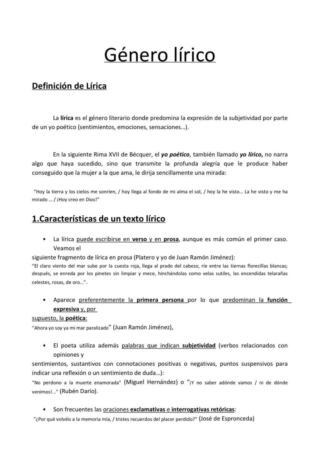 Definición de Lírica
La lírica es el género literario donde predomina la expresión de la subjetividad por parte
de un yo poético (sentimient
