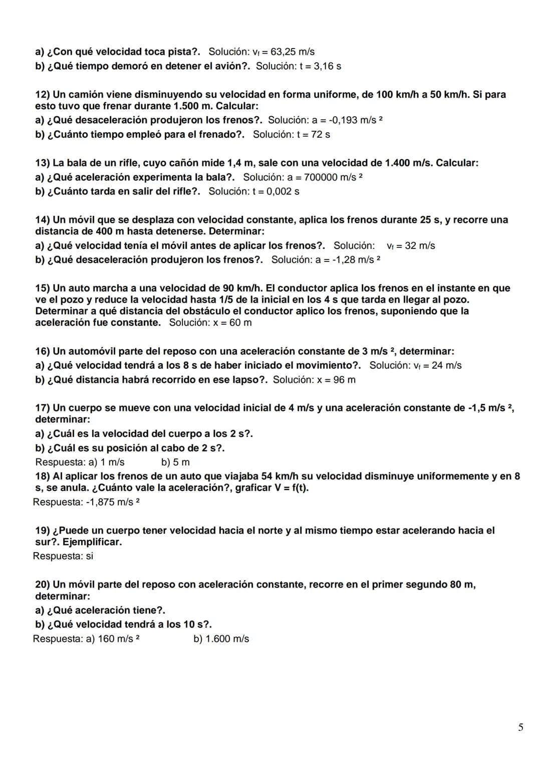 FÍSICA Y QUÍMICA 4º ESO
Problemas MRU
1) ¿A cuántos m/s equivale la velocidad de un móvil que se desplaza a 72 km/h?
Solución: 20 m/s
2) Un 