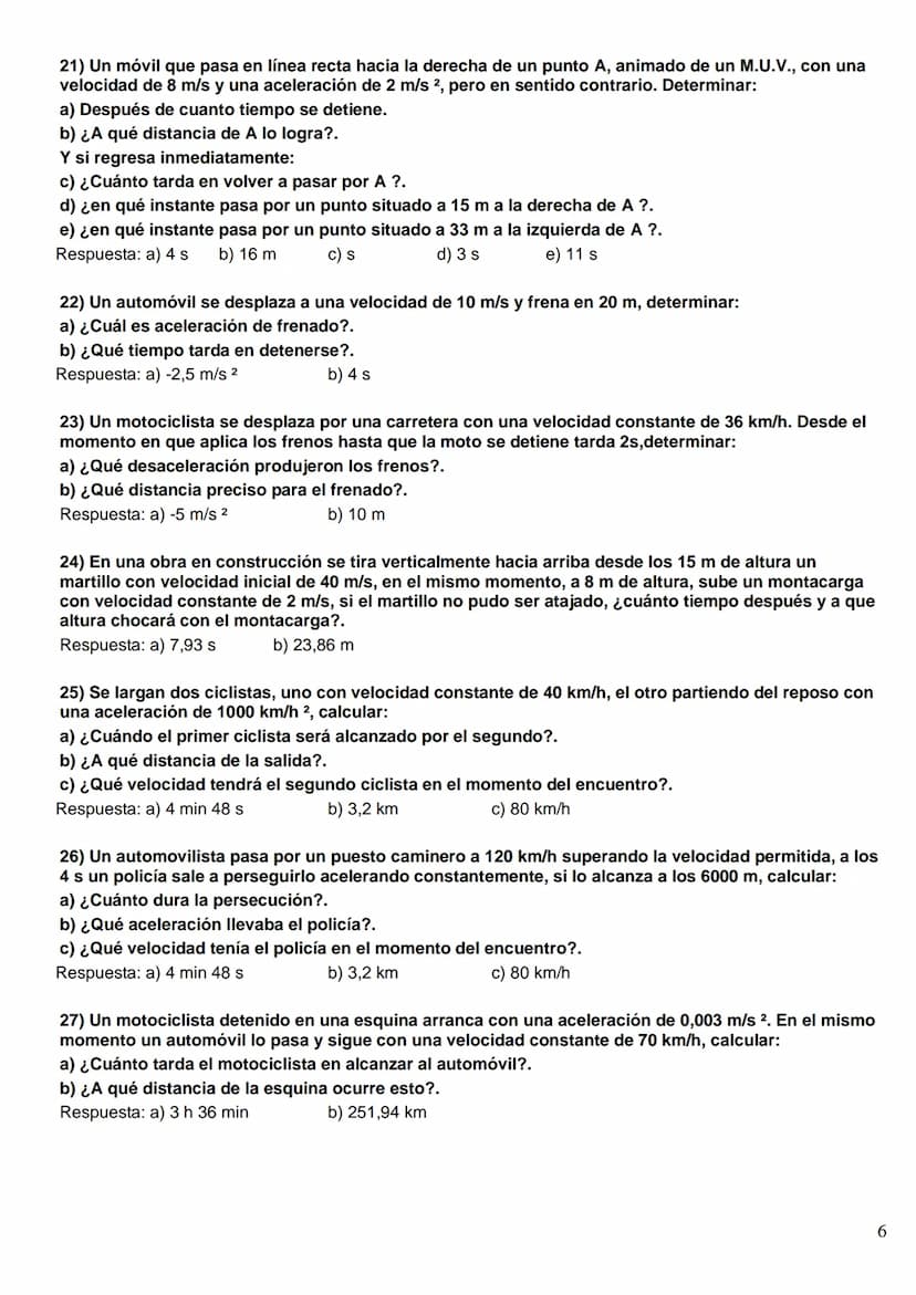 FÍSICA Y QUÍMICA 4º ESO
Problemas MRU
1) ¿A cuántos m/s equivale la velocidad de un móvil que se desplaza a 72 km/h?
Solución: 20 m/s
2) Un 