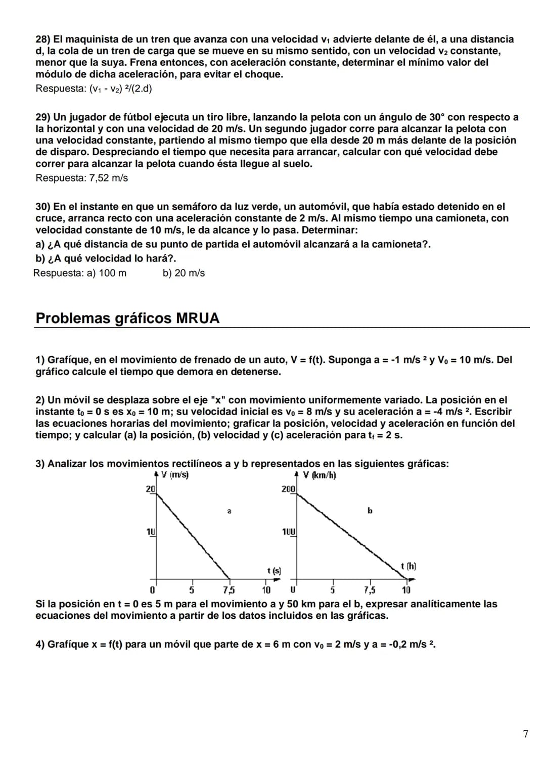 FÍSICA Y QUÍMICA 4º ESO
Problemas MRU
1) ¿A cuántos m/s equivale la velocidad de un móvil que se desplaza a 72 km/h?
Solución: 20 m/s
2) Un 