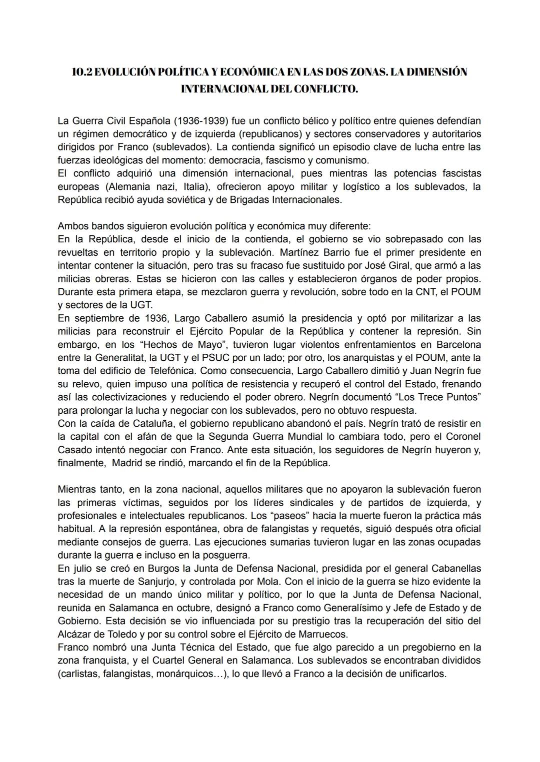 # TEMA 10: LA GUERRA CIVIL (1936-1939)

# 10.1 LA GUERRA CIVIL: APROXIMACIÓN A LA HISTORIOGRAFÍA SOBRE EL CONFLICTO. DESARROLLO DE LA GUERRA