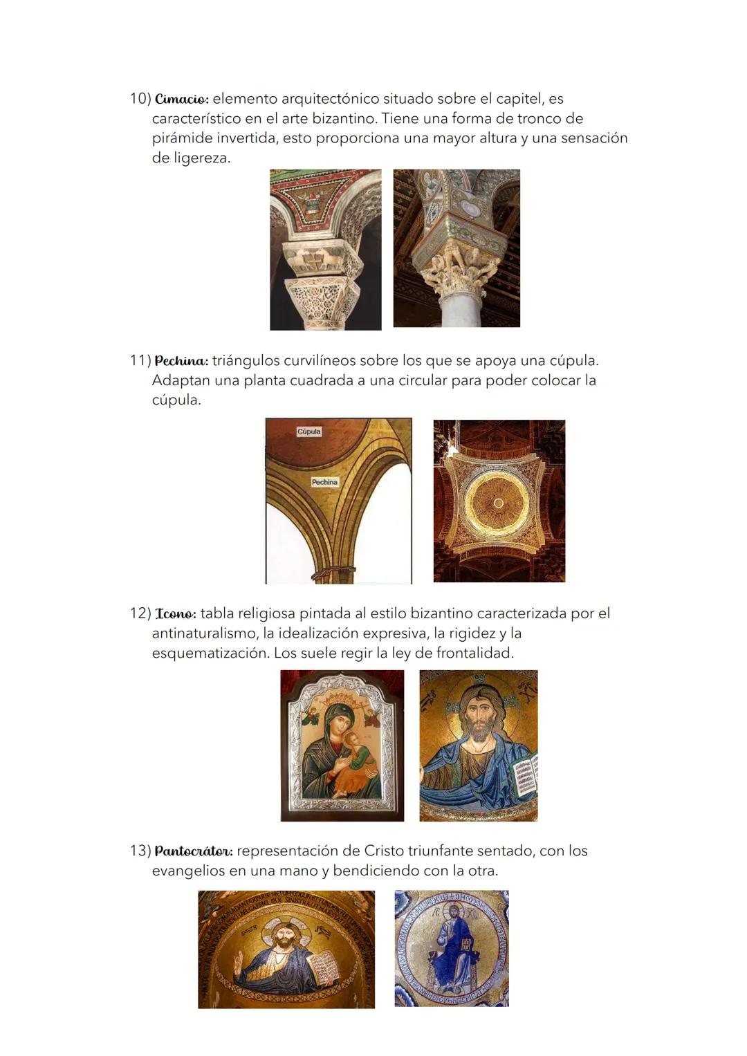 Vocabulario arte paleocristiano y bizantino
1) Planta de cruz griega: planta de un edificio formada por dos brazos
iguales que se cruzan.
2)