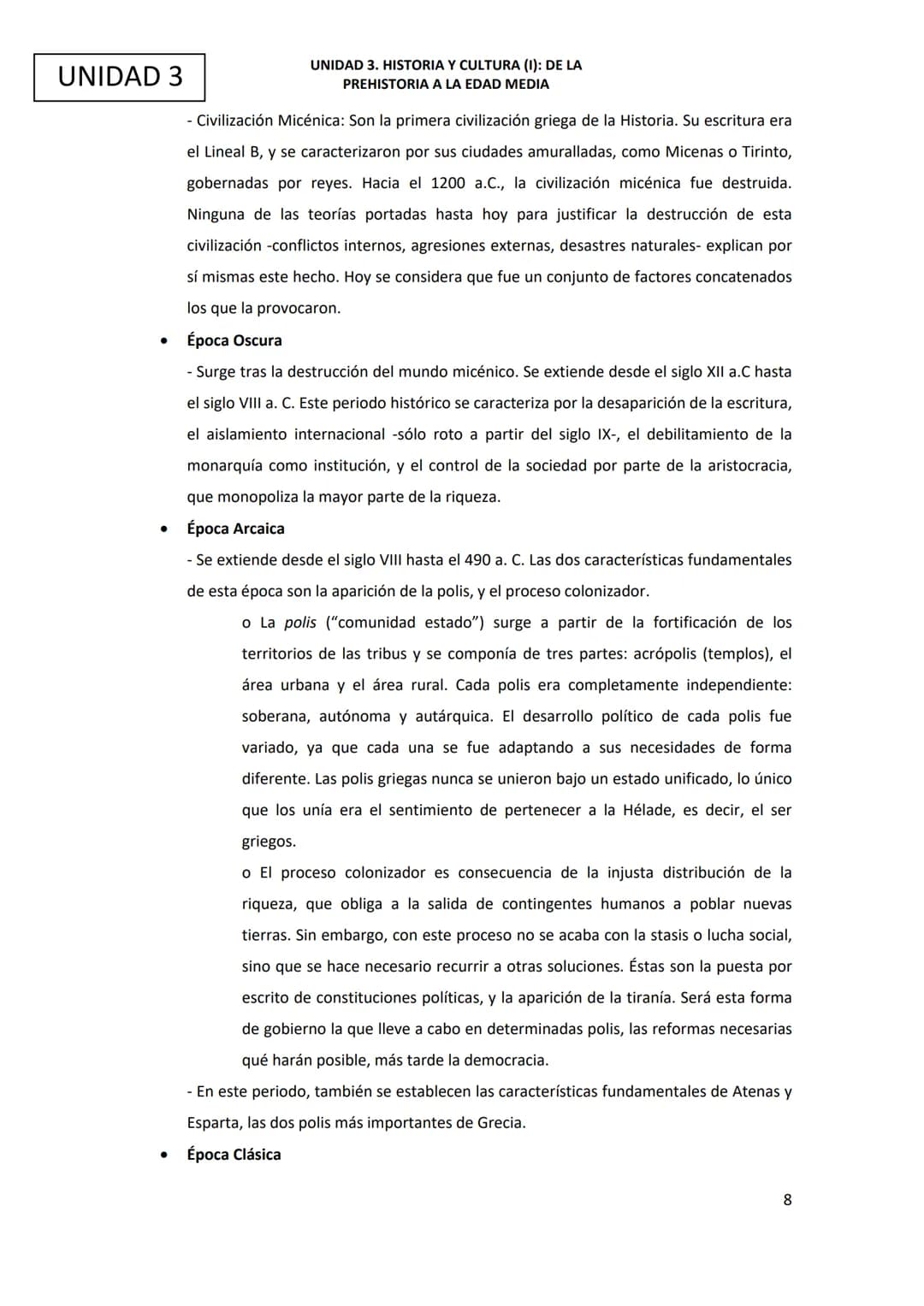 Ciencias Sociales
UNIDAD 3. Historia y cultura (1): de la Prehistoria a la Edad Media UNIDAD 3
ÍNDICE
1. Introducción y objetivos de la unid