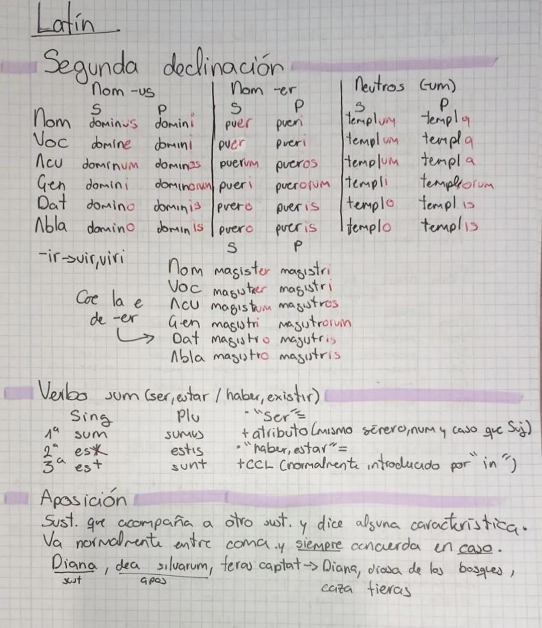 Latín

Casos
tunuen intactica
#nominativo = Suj, Atributo
vocativo = inter pelación (Voc) = nos llamamos
acusativo = compl. directo (CD)
#ge