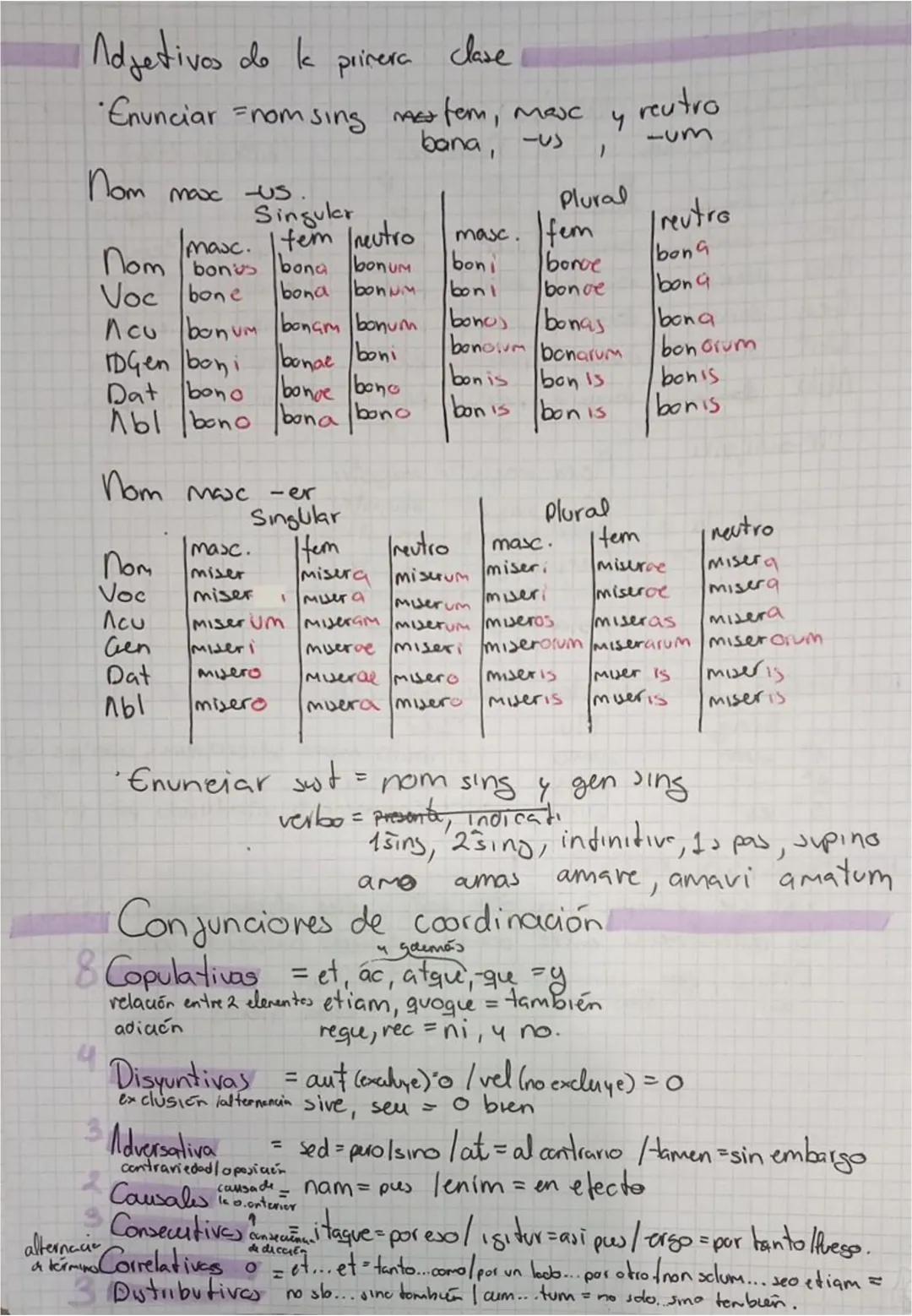 Latín

Casos
tunuen intactica
#nominativo = Suj, Atributo
vocativo = inter pelación (Voc) = nos llamamos
acusativo = compl. directo (CD)
#ge