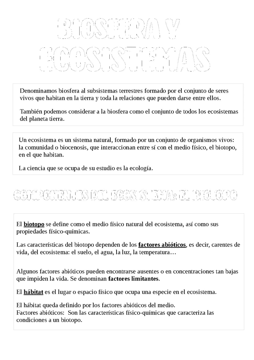 Biología, biosfera y ecosistemas 
