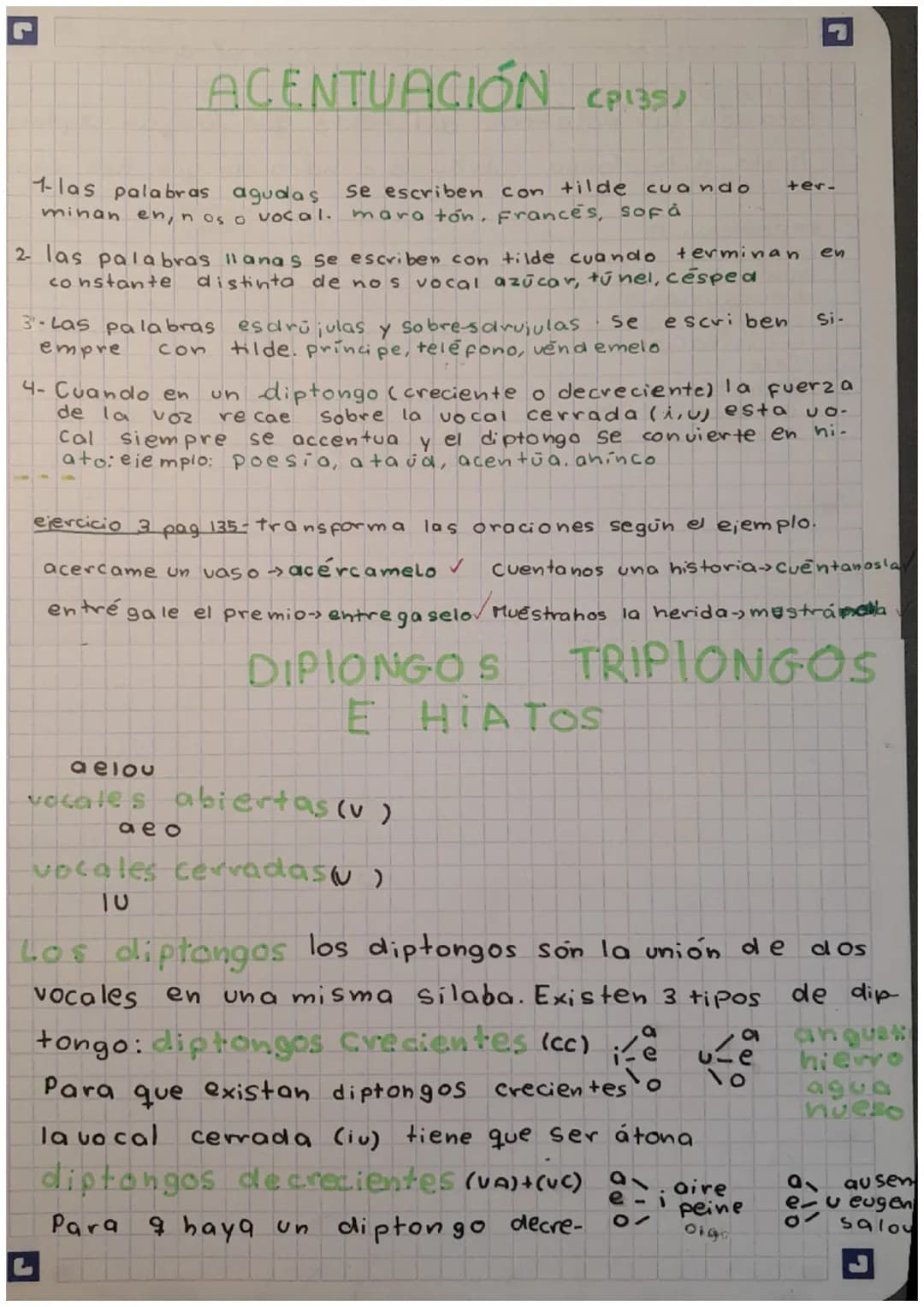 ACENTUACIÓN (P135)
1-las palabras agudas
minan en, nos o vocal.
se escriben con tilde cuando
maraton, Frances, sofá
terminan
2- las palabras