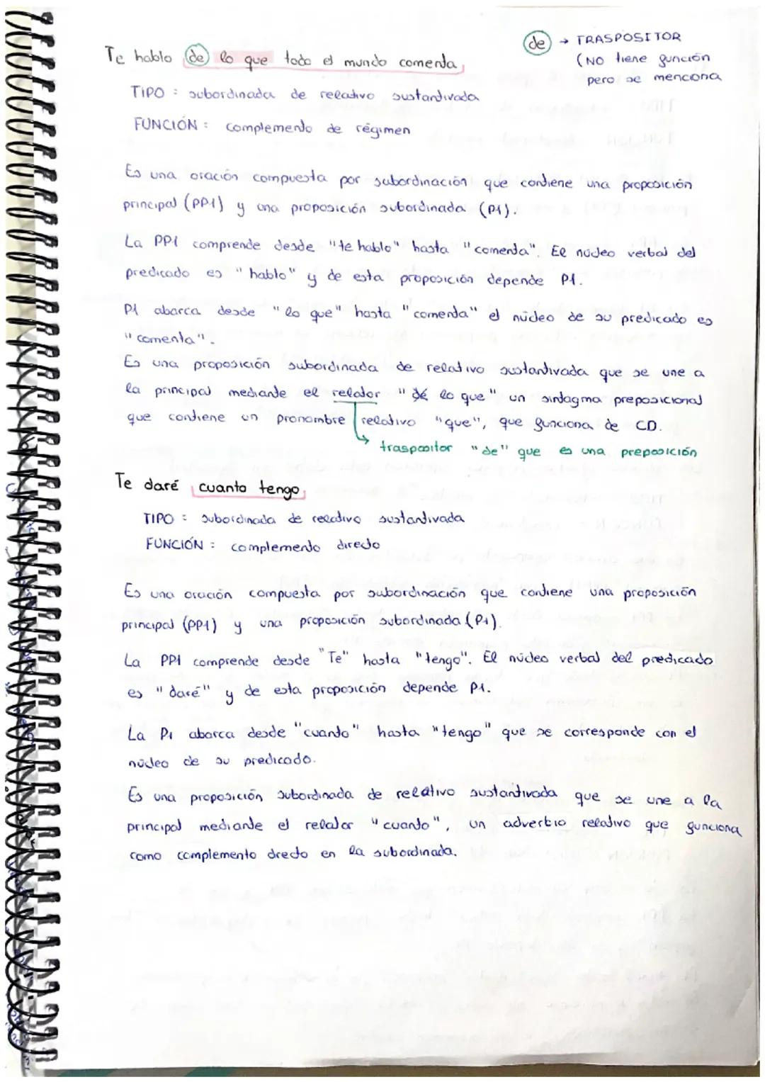 i l l l l l l
SUBORDINACIÓN
0. SUB
(= SN)
O. SUB DE RELATIVO
con función
-
SUSTANTIVA
- Nx
Siempre
CN (en
O. SOB DE RELATIVO
Nx con gunción
