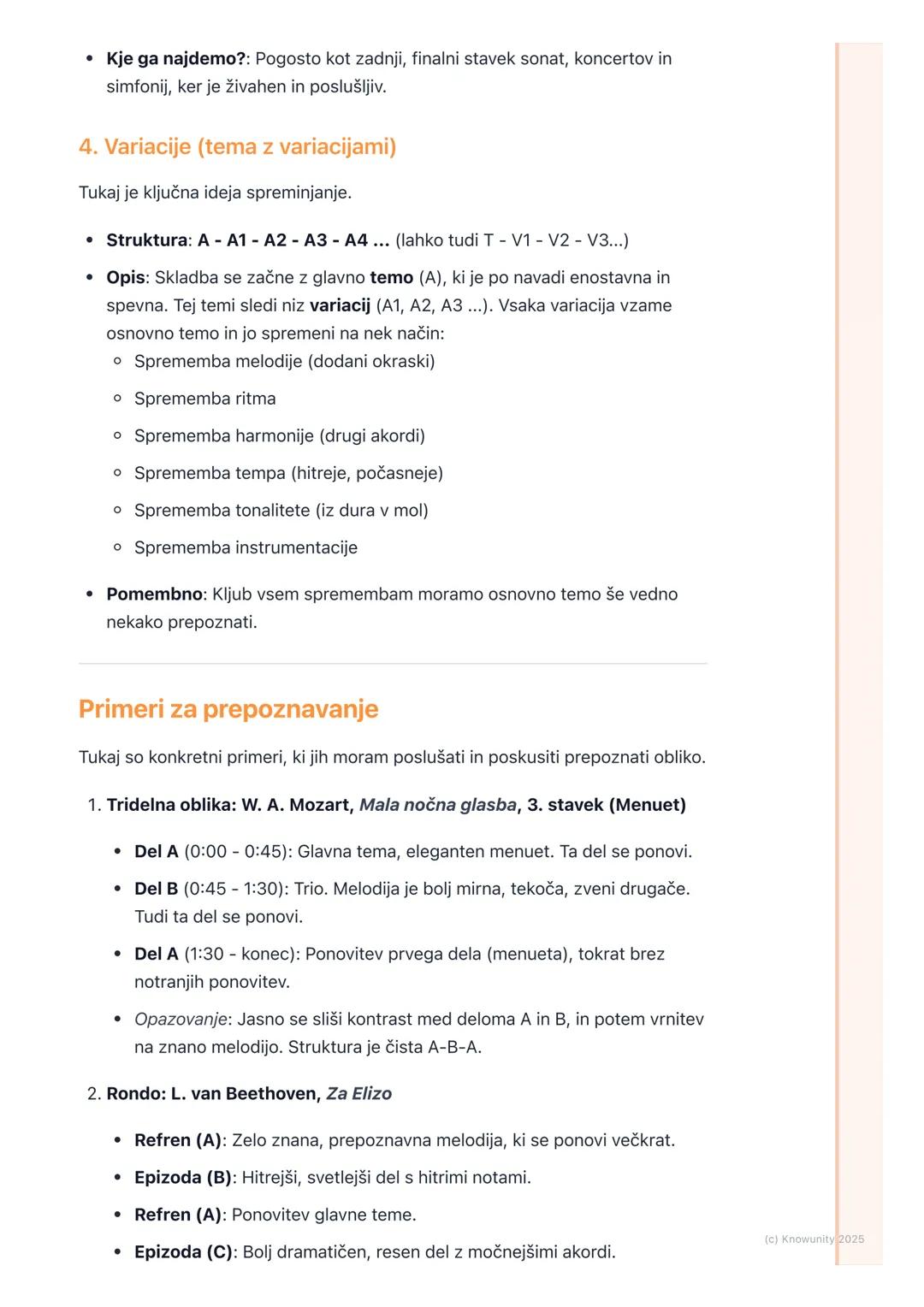 # Glasbene oblike

Kaj so glasbene oblike?

Glasbena oblika je kot načrt ali okostje skladbe. Pove nam, kako so posamezni
deli glasbe (melod