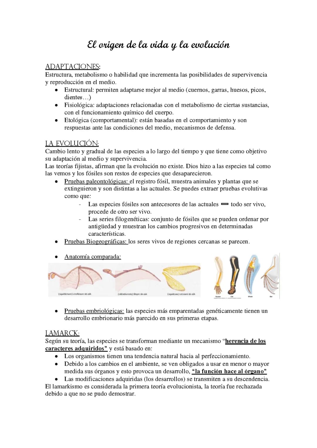 Apuntes de Biología - El Origen de la Evolución (4 ESO)