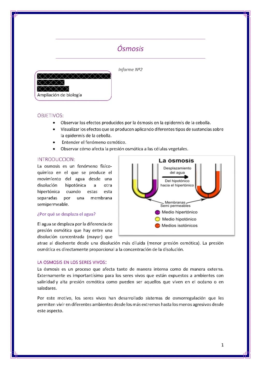 Ósmosis Practica de laboratorio