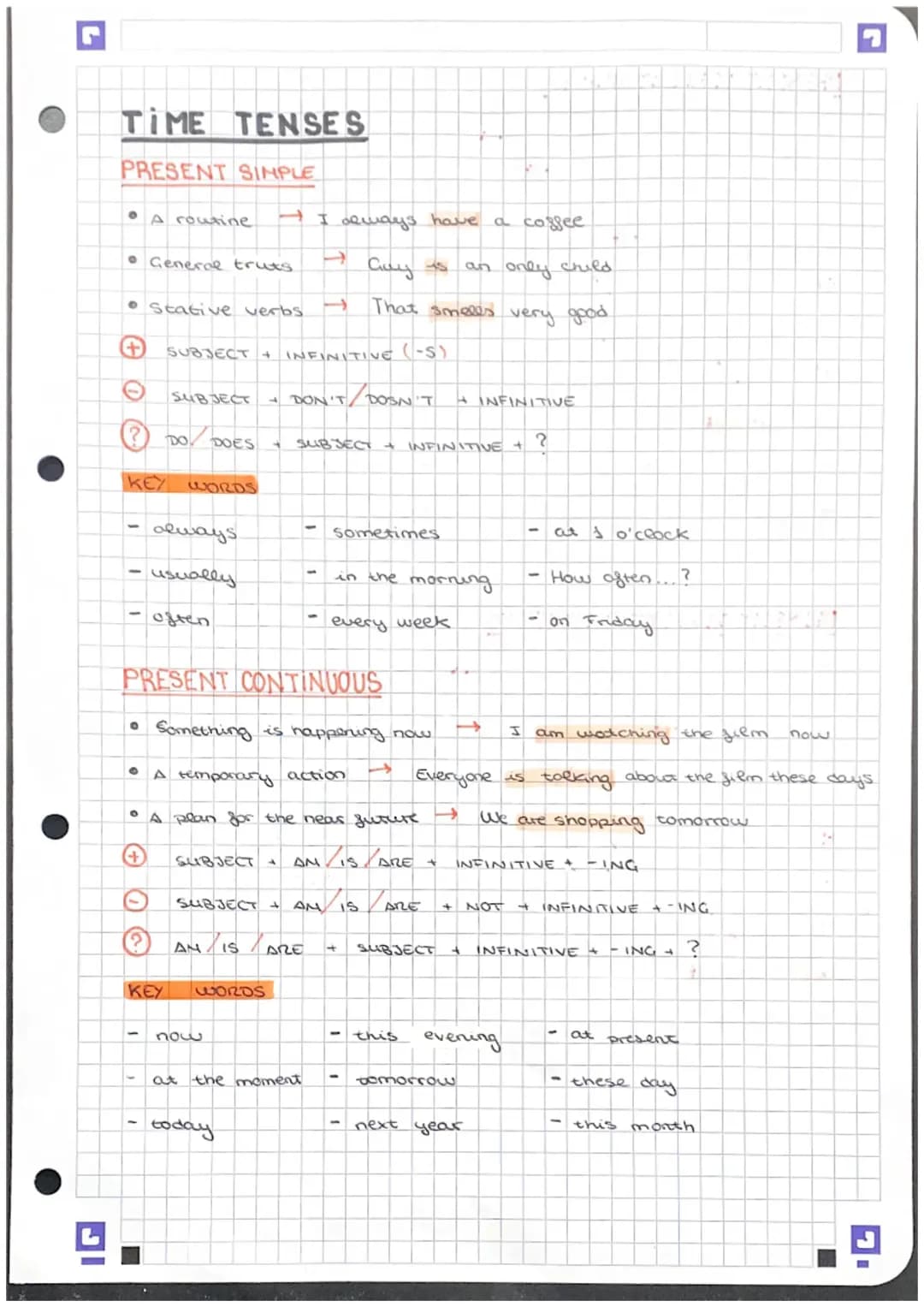 VERBAL TENSES:Present Simple, Present Continous, Present Perfect Simple, Present Perfect Continous, Past Simple, Past Continous, Past Perfect Simple, Future Simple, Be Going To, Future Continous, Future Perfect Simple