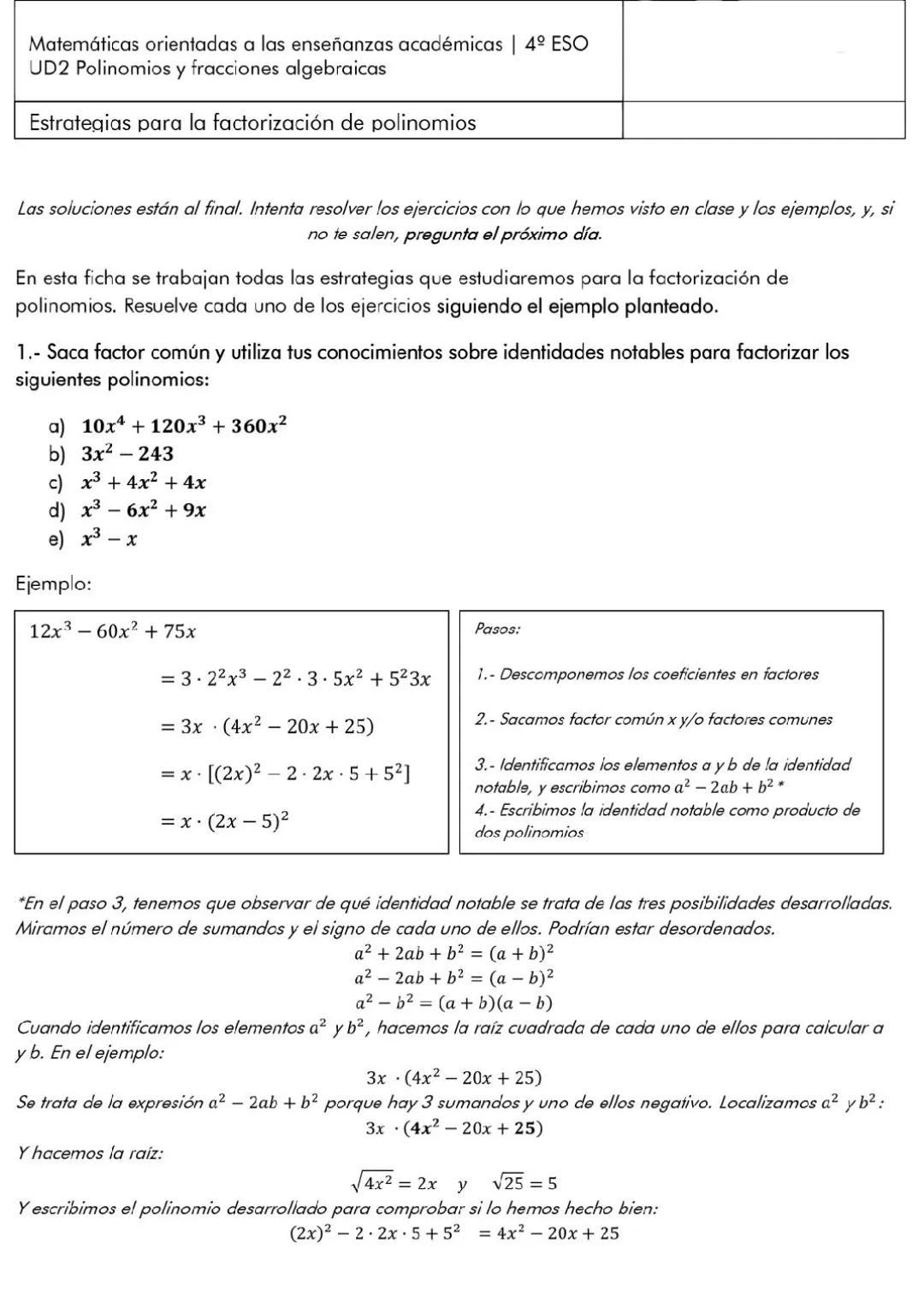 ¡Aprende Estrategias de Factorización de Polinomios para 4º ESO!