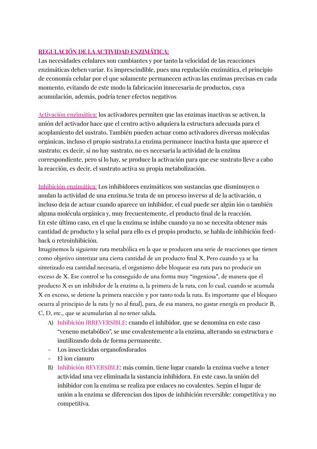 Proteínas catalizan las reacciones del metabolismo disminuyendo E activamente (energía
necesaria para que la reacción comience).
Enzimas:
Si