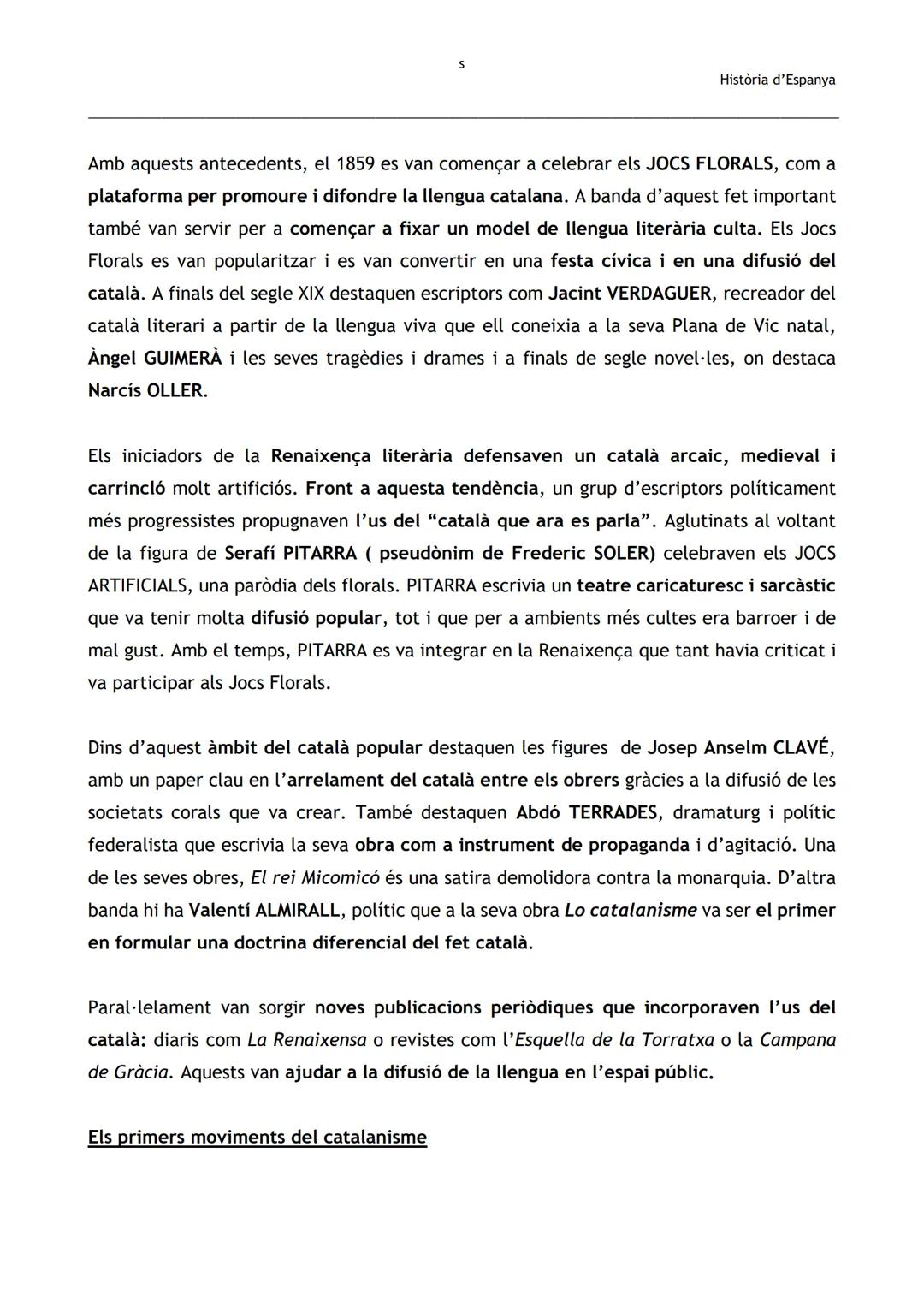 S
Història d'Espanya
BLOC 2. EL CATALANISME (1833-1931)
2.1. ORÍGENS I CONSOLIDACIÓ DEL CATALANISME (1833-1901)
2.1.1. ORÍGENS DEL CATALANIS