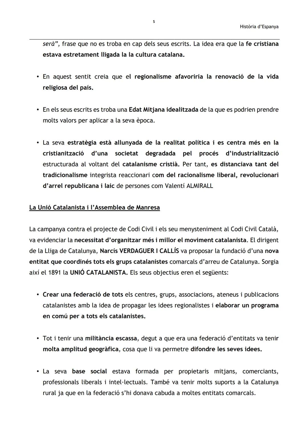 S
Història d'Espanya
BLOC 2. EL CATALANISME (1833-1931)
2.1. ORÍGENS I CONSOLIDACIÓ DEL CATALANISME (1833-1901)
2.1.1. ORÍGENS DEL CATALANIS