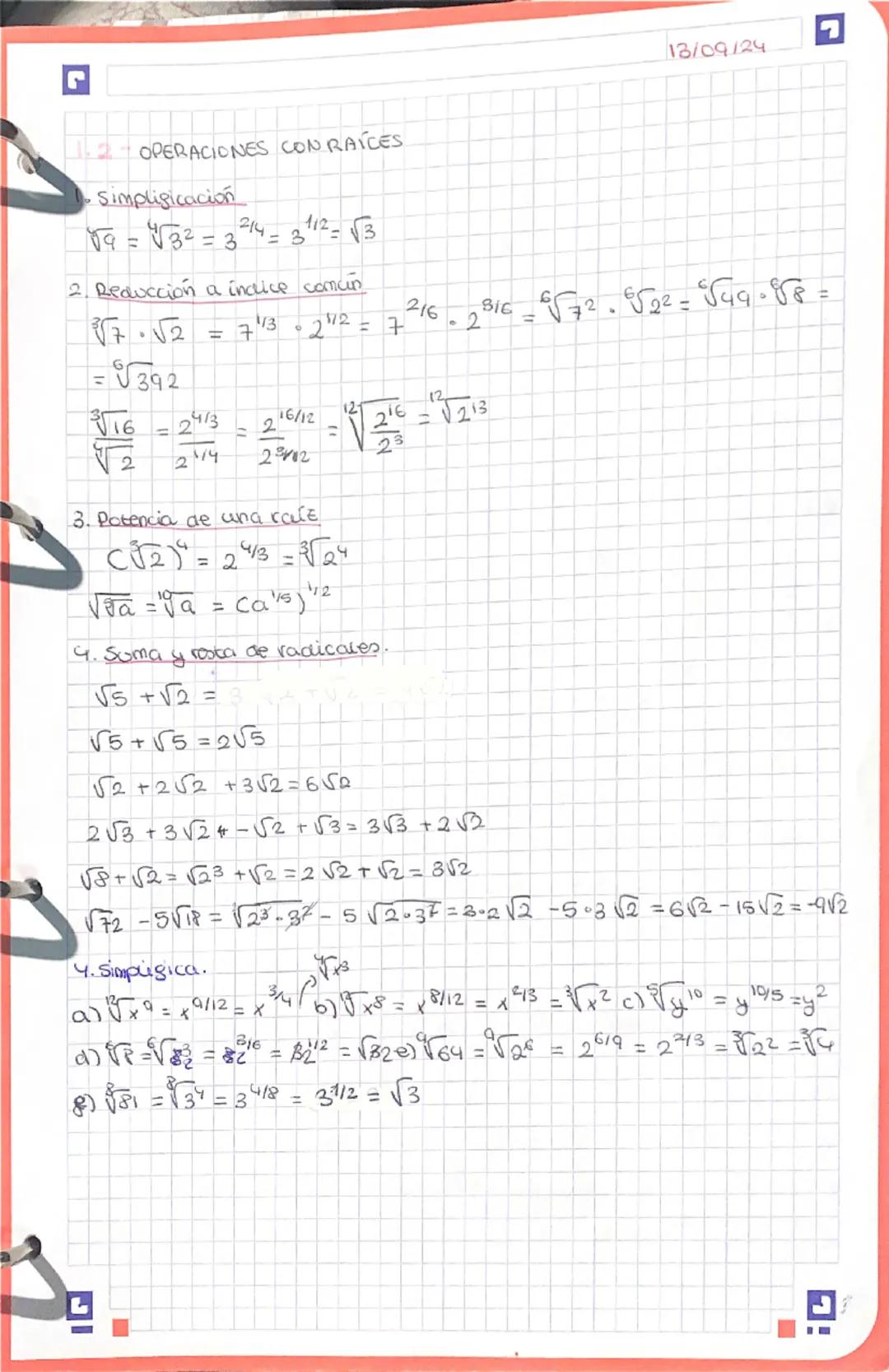 # TEMA 1 - POTENCIAS, RAÍCES Y COGARITHOS.

## I. - POTENCIAS Y RAÍCES
### 1.1 - DEFINICIÓN

$b^n = a$ $\sqrt[n]{a} = b$ Ejemplos: $5^3 = 12