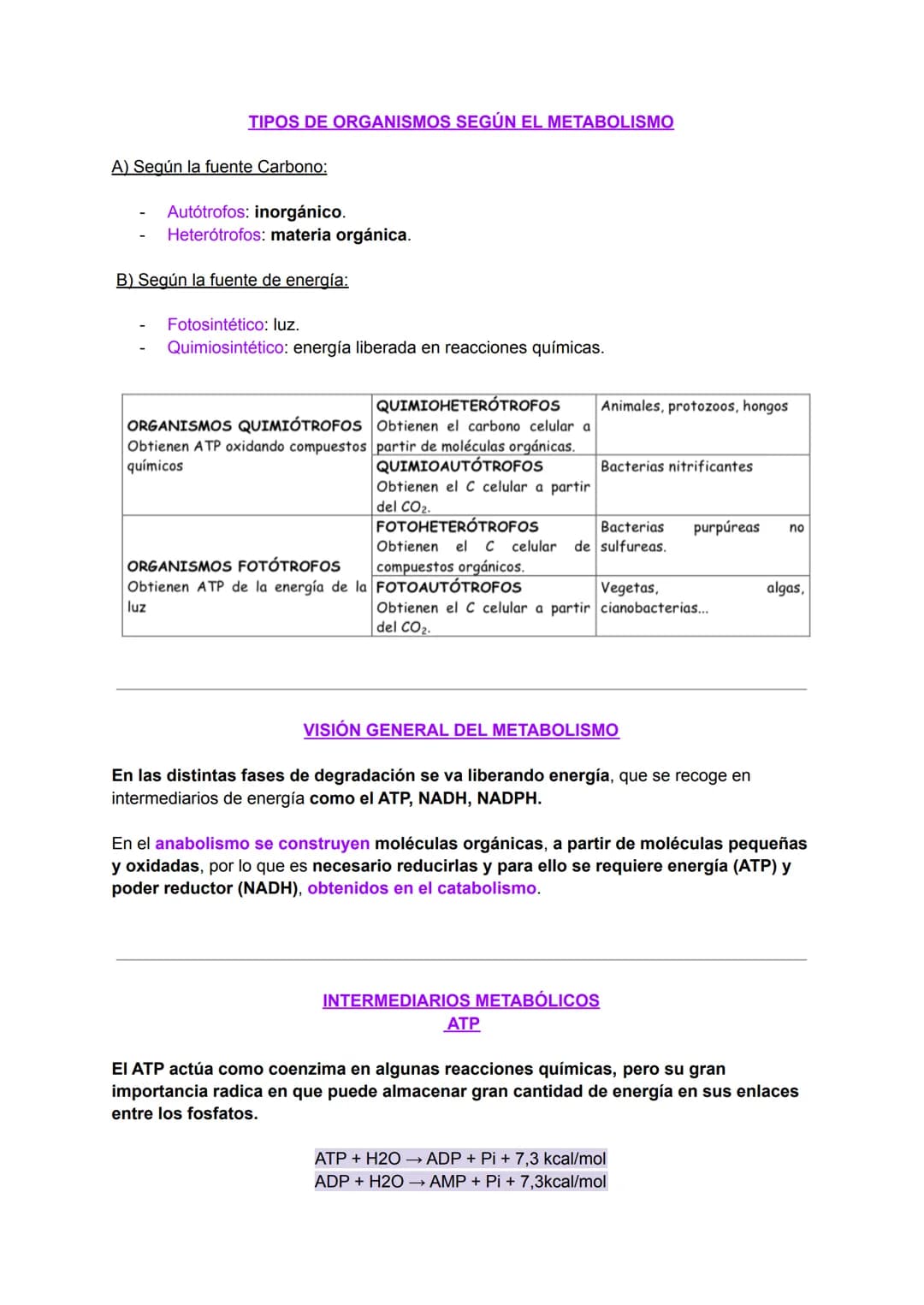 INTRODUCCIÓN AL METABOLISMO: CATABOLISMO Y
ANABOLISMO
Metabolismo
C
El metabolismo celular comprende todas las transformaciones químicas que