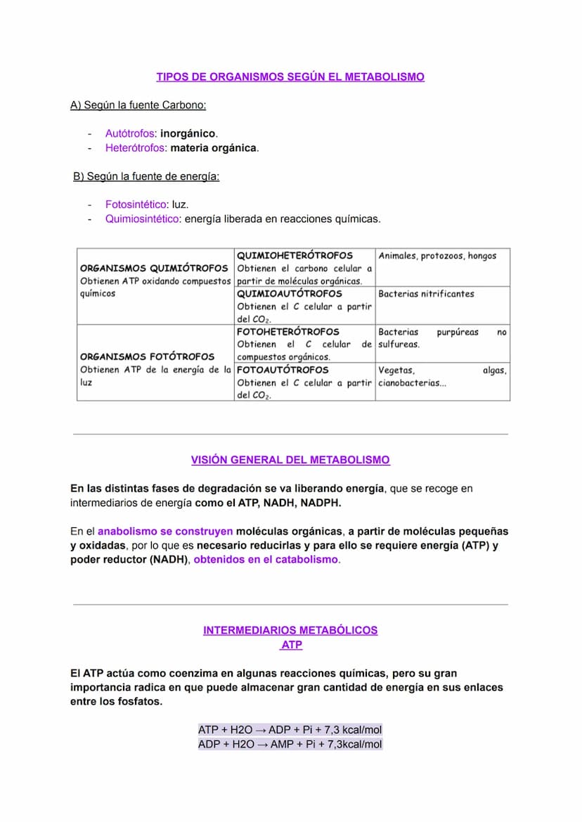 INTRODUCCIÓN AL METABOLISMO: CATABOLISMO Y
ANABOLISMO
Metabolismo
C
El metabolismo celular comprende todas las transformaciones químicas que