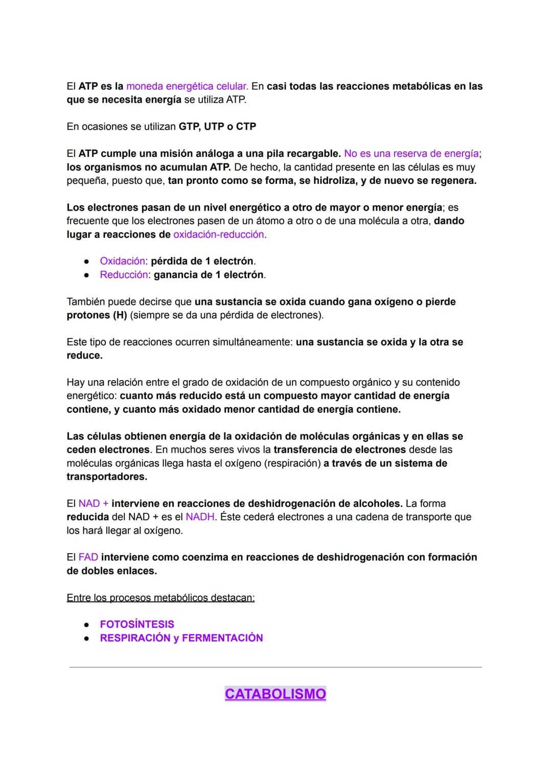 INTRODUCCIÓN AL METABOLISMO: CATABOLISMO Y
ANABOLISMO
Metabolismo
C
El metabolismo celular comprende todas las transformaciones químicas que