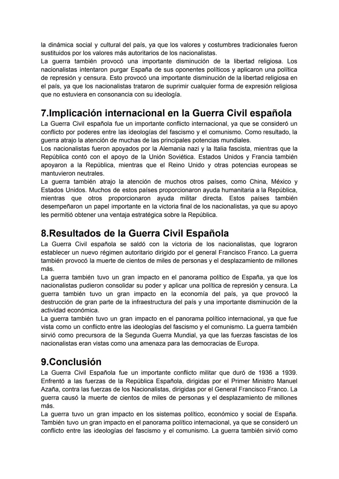 1.Introducción a la Guerra Civil Española
La Guerra Civil Española fue el resultado de décadas de malestar social y político en
España. La g