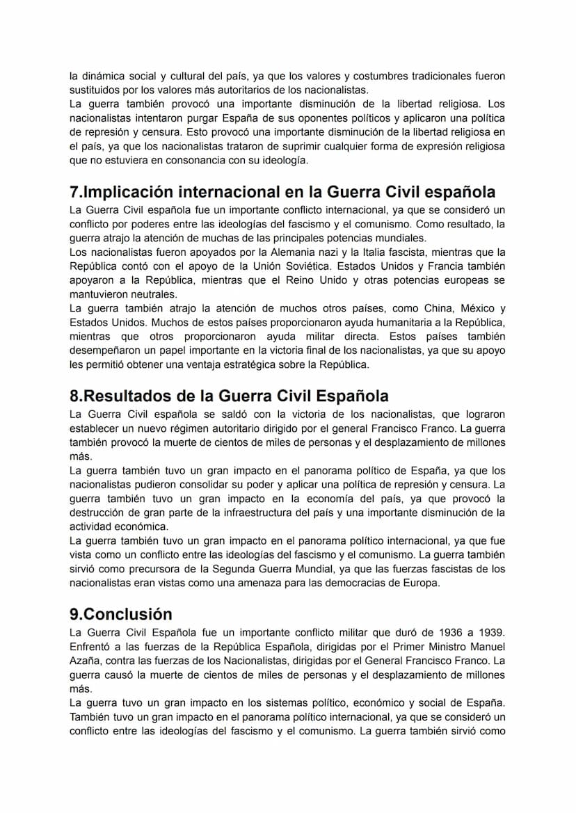 1.Introducción a la Guerra Civil Española
La Guerra Civil Española fue el resultado de décadas de malestar social y político en
España. La g