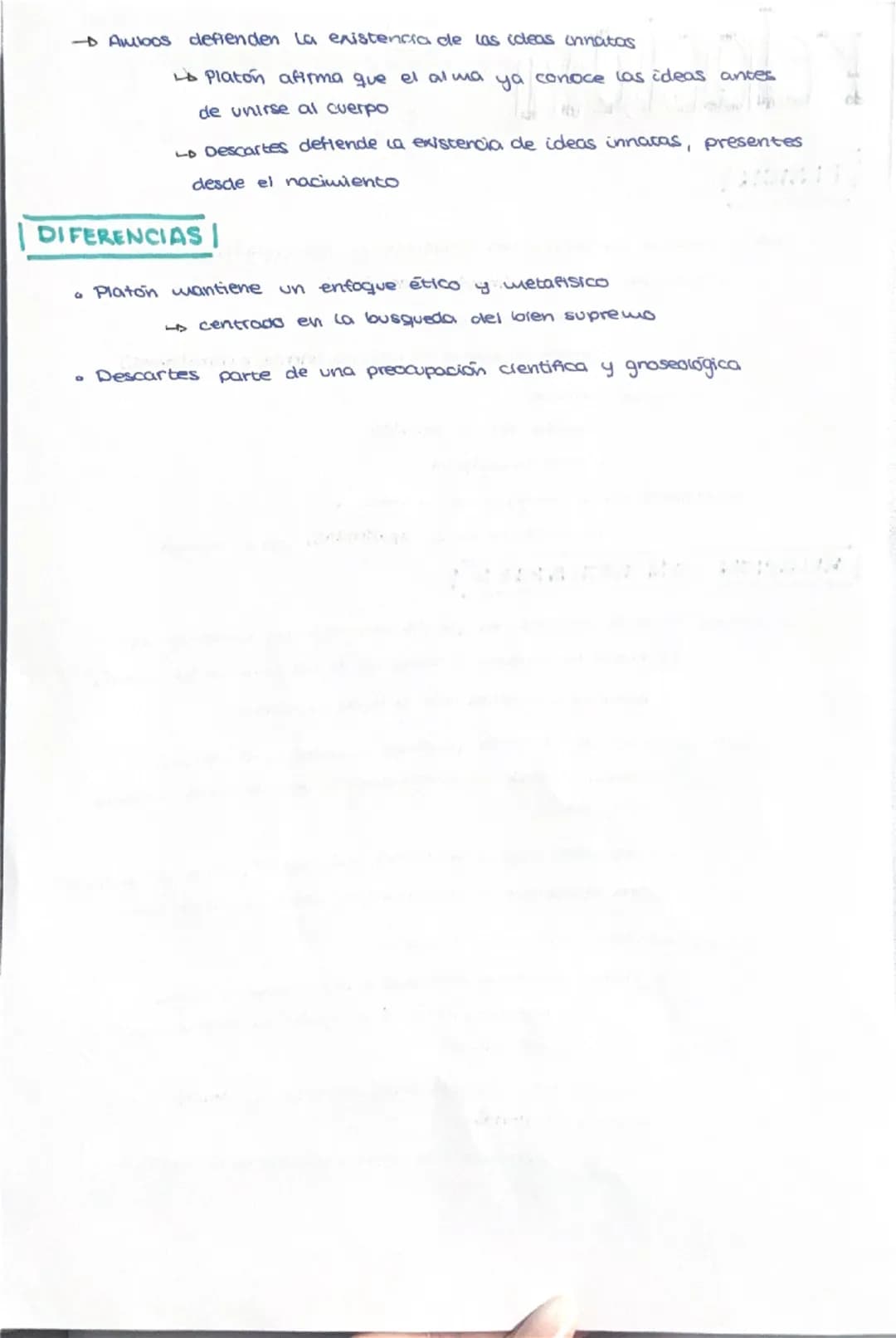 # Descartes

- Obras filosóficas destacadas
  - *Discurso del método*
  - *Meditaciones metafísicas*
  - *Reglas para la dirección del espír