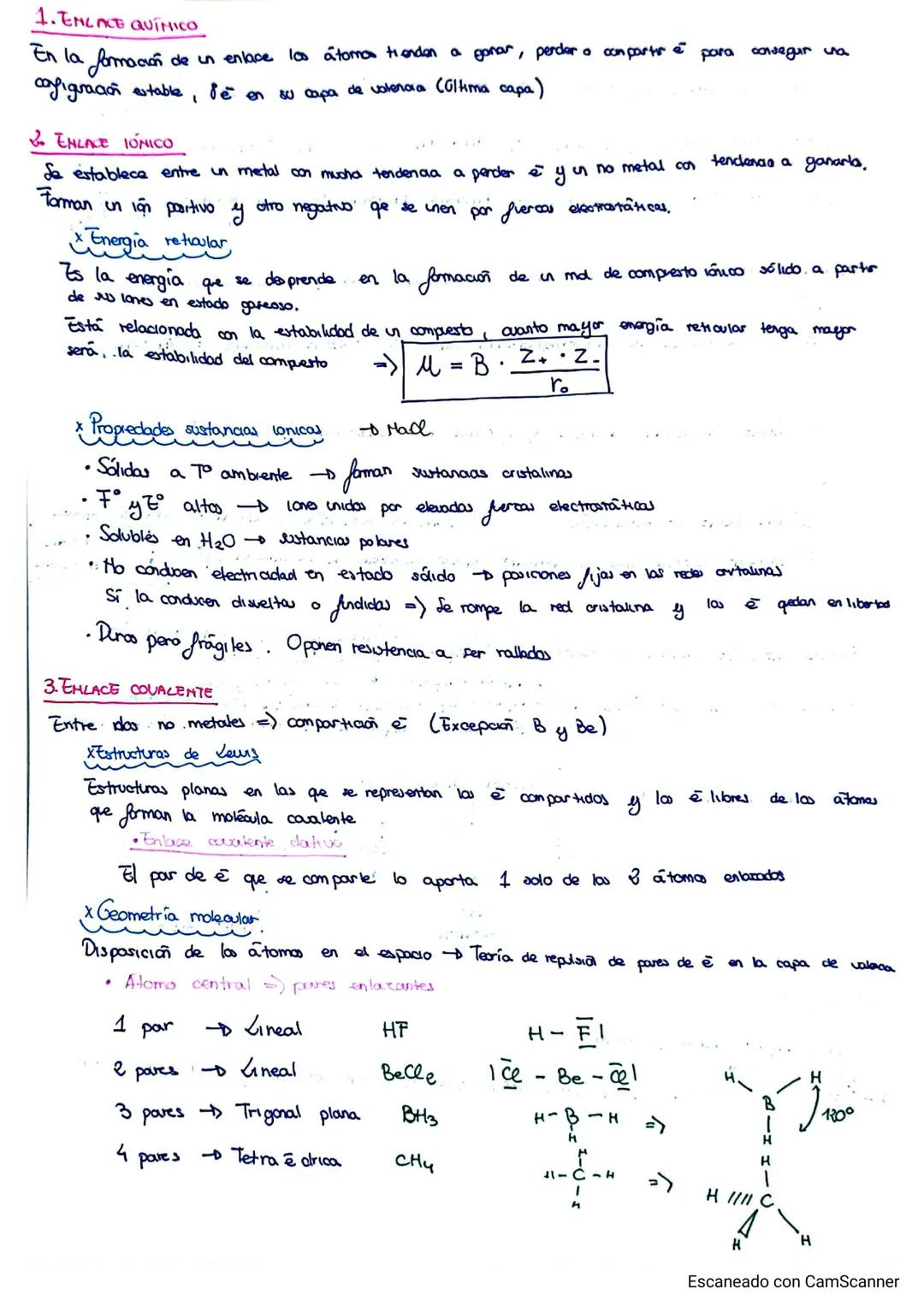 1. ENLACE QUÍMICO
En la formación de un enlace los átomos tienden a ganar, perder a compartir e para consegur a cafigración estable, le en s