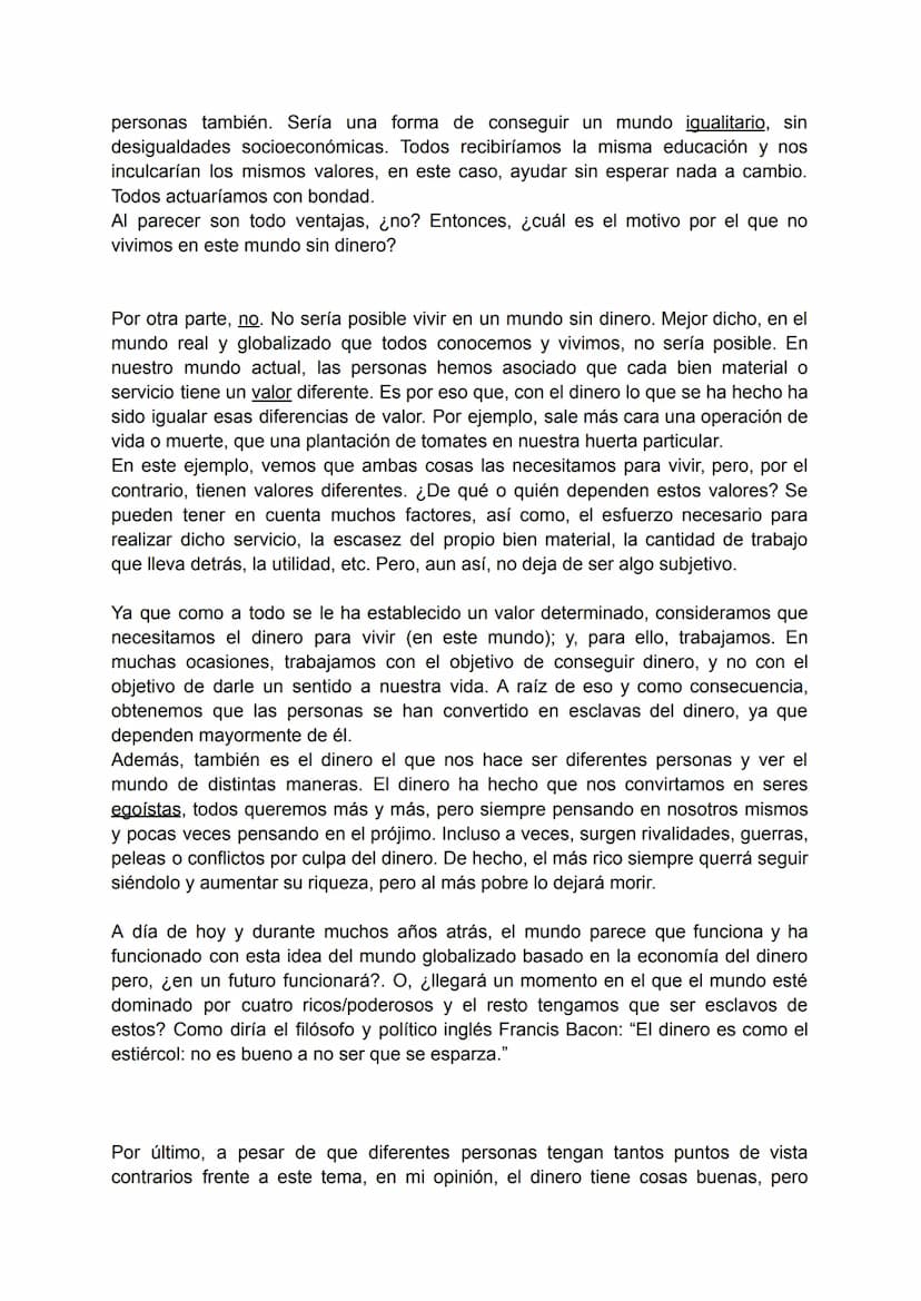 ¿Es posible un mundo sin dinero?
Para empezar, comencemos por el principio, ¿qué es el dinero? El dinero es un
medio de intercambio, que es 