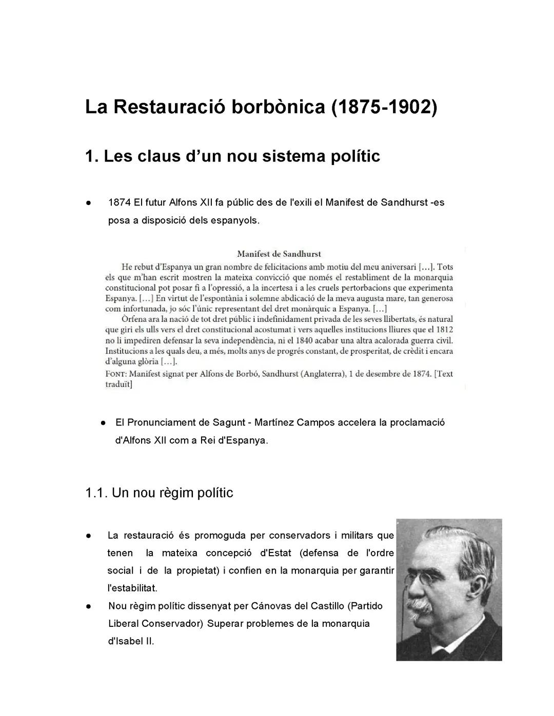 La Restauració Borbònica (1875-1902)