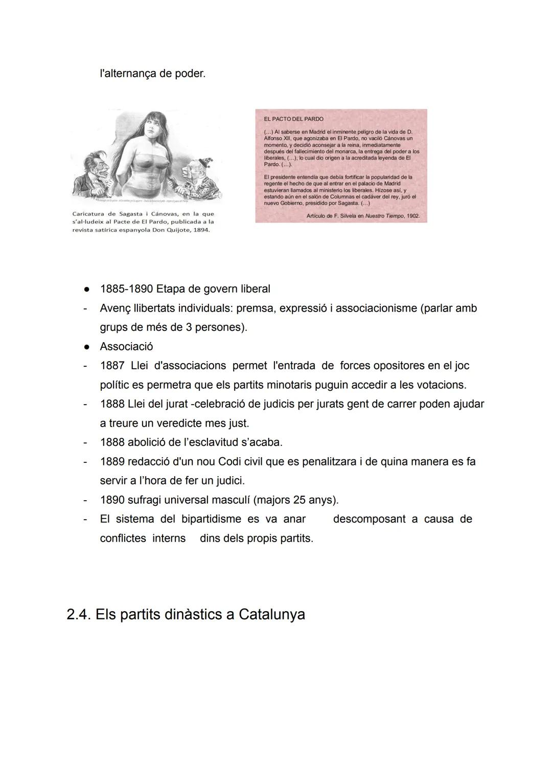 La Restauració borbònica (1875-1902)
1. Les claus d'un nou sistema polític
1874 El futur Alfons XII fa públic des de l'exili el Manifest de 