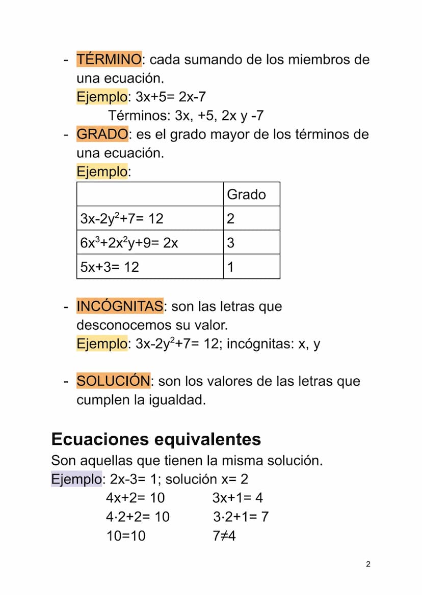 ECUACIONES
-
IGUALDAD: está formada por dos
expresiones separadas por un igual (=). Si al
menos una de las expresiones es algebraica,
se le 