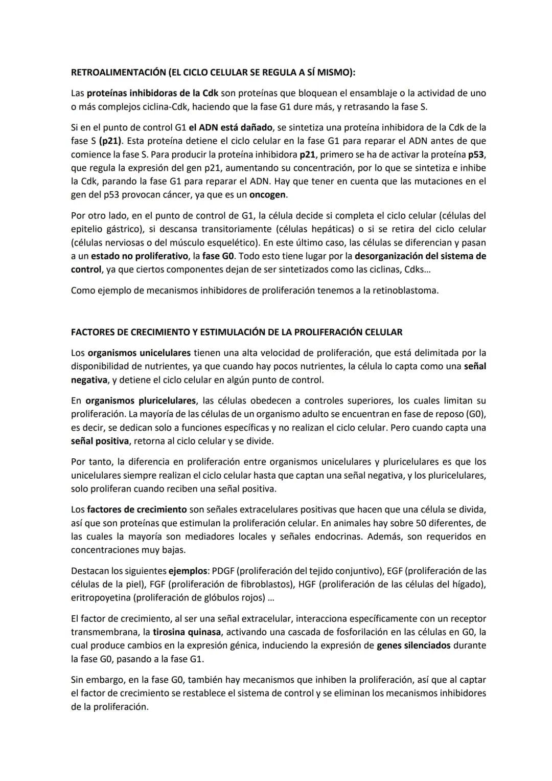TEMA 7 - EL CICLO CELULAR: control del ciclo celular
CONTENIDOS
Generalidades del ciclo de división celular
Sistema de Control del ciclo cel