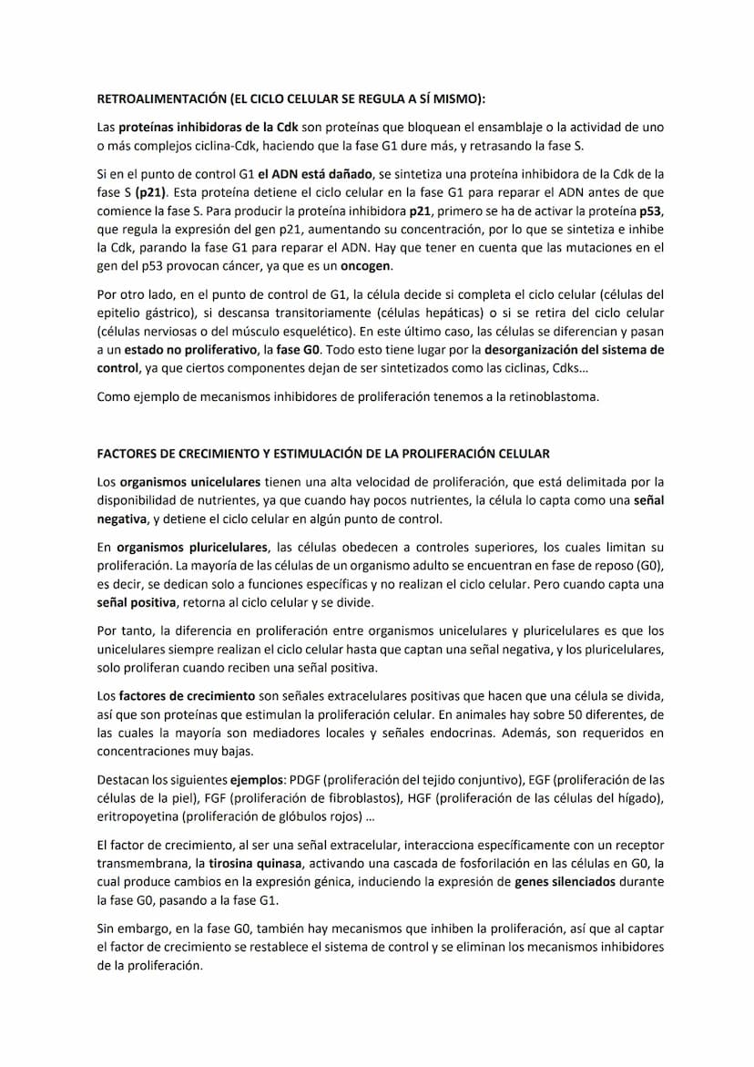 TEMA 7 - EL CICLO CELULAR: control del ciclo celular
CONTENIDOS
Generalidades del ciclo de división celular
Sistema de Control del ciclo cel