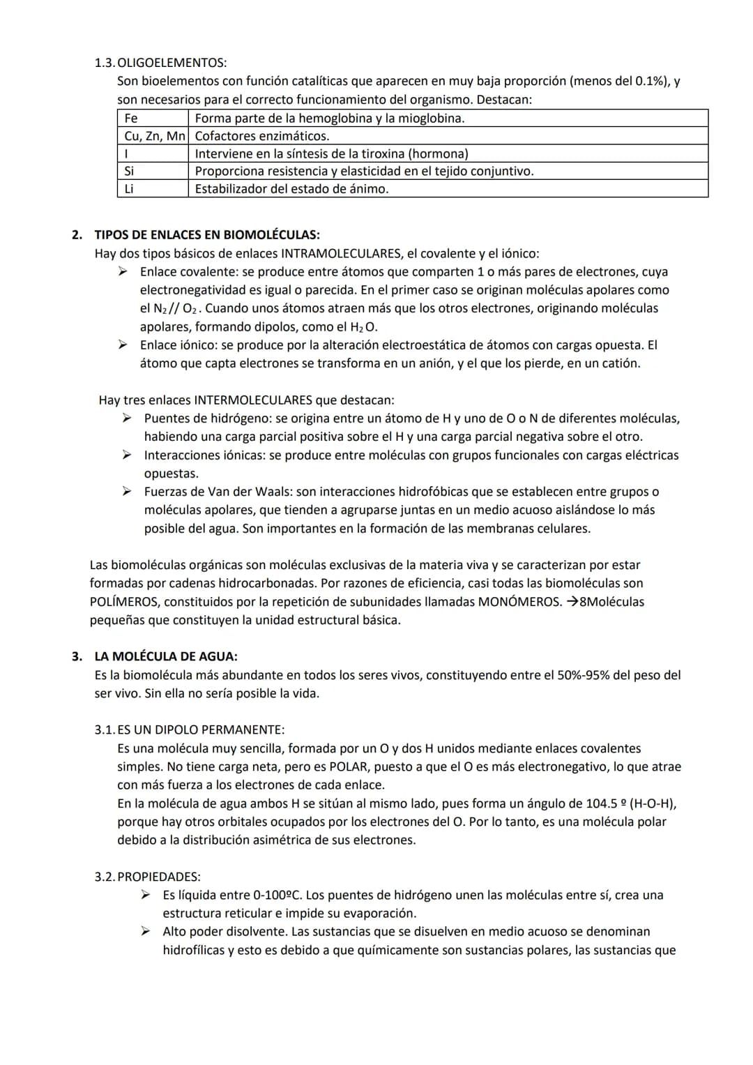 TEMA 1. BIOELEMENTOS Y BIOMOLÉCULAS INORGÁNICAS
Los bioelementos son aquellos elementos químicos que forman parte de los seres vivos. Son un