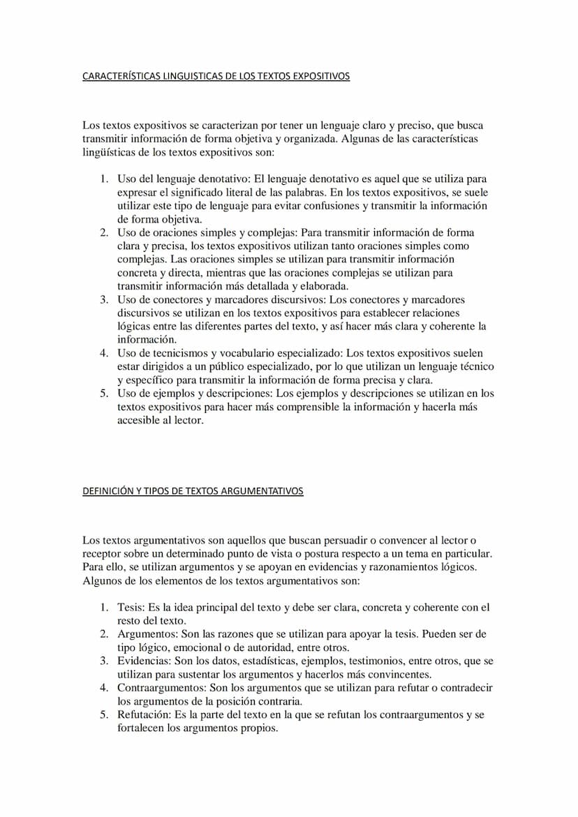 TEXTOS EXPOSITIVOS Y ARGUMENTATIVOS
Los textos expositivos y argumentativos son dos tipos de textos que se utilizan en
diferentes contextos 