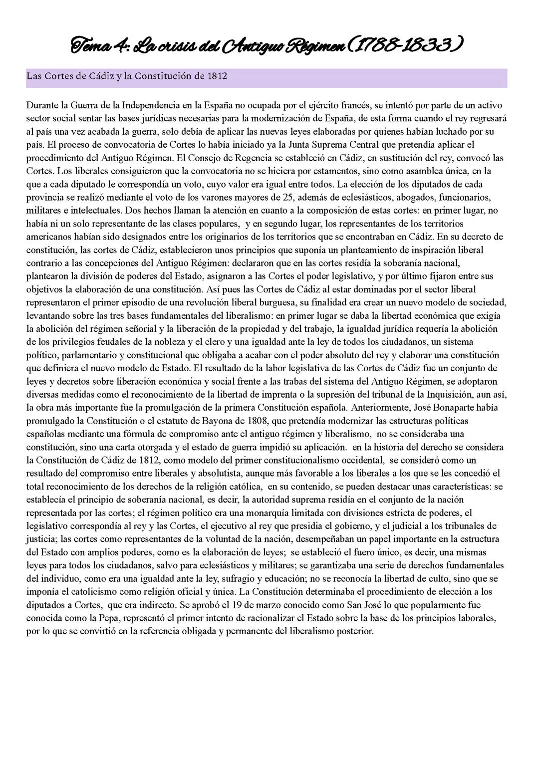 Las Cortes de Cádiz y la Constitución de 1812