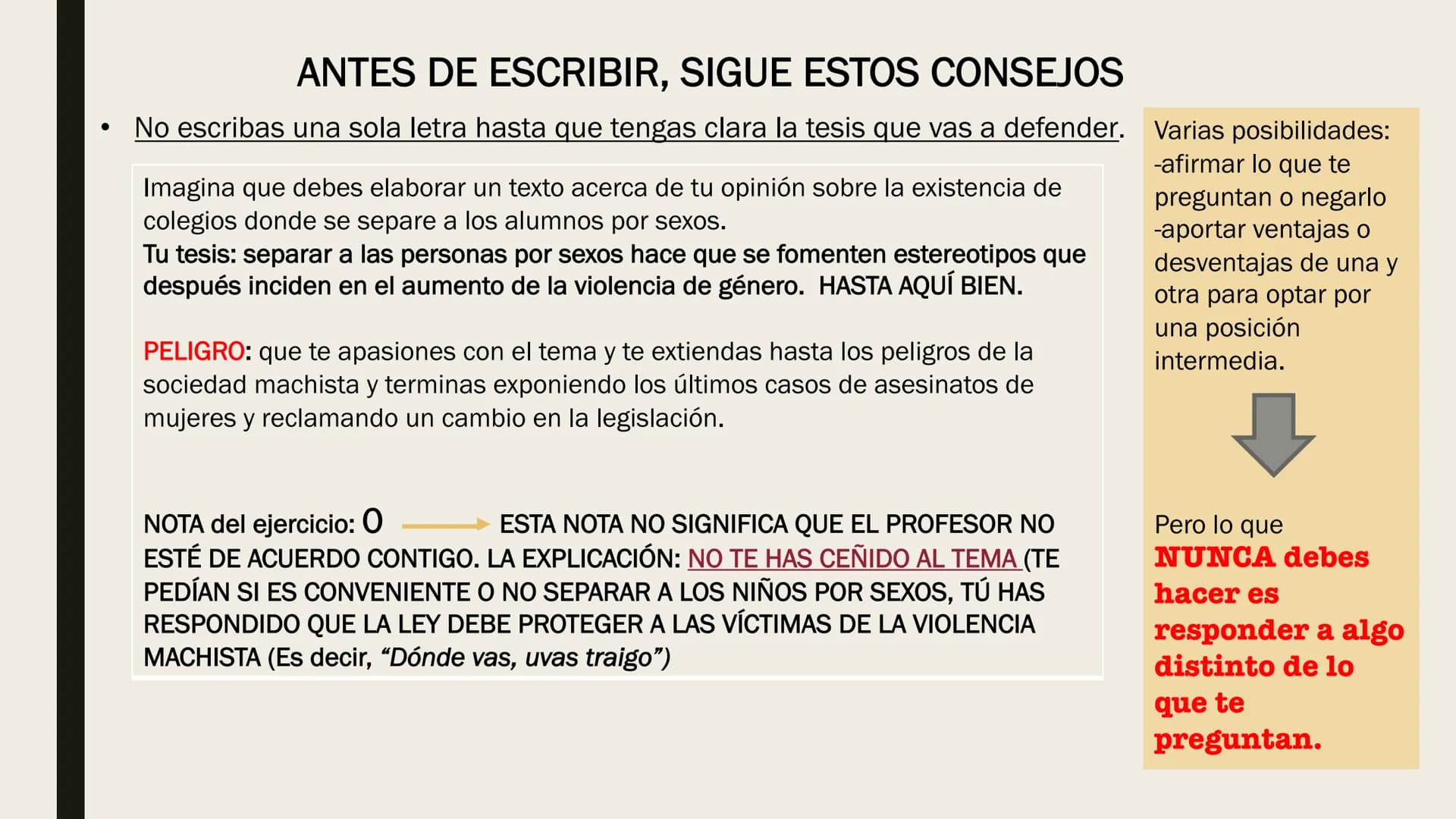 ELABORAR TEXTO
ARGUMENTATIVO
EVAU 2020 Pregunta 3 del examen: Exprese su opinión razonada acerca de... y/o razone...
ESTRUCTURA
Espacio: apr