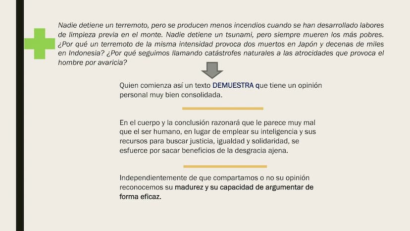 ELABORAR TEXTO
ARGUMENTATIVO
EVAU 2020 Pregunta 3 del examen: Exprese su opinión razonada acerca de... y/o razone...
ESTRUCTURA
Espacio: apr