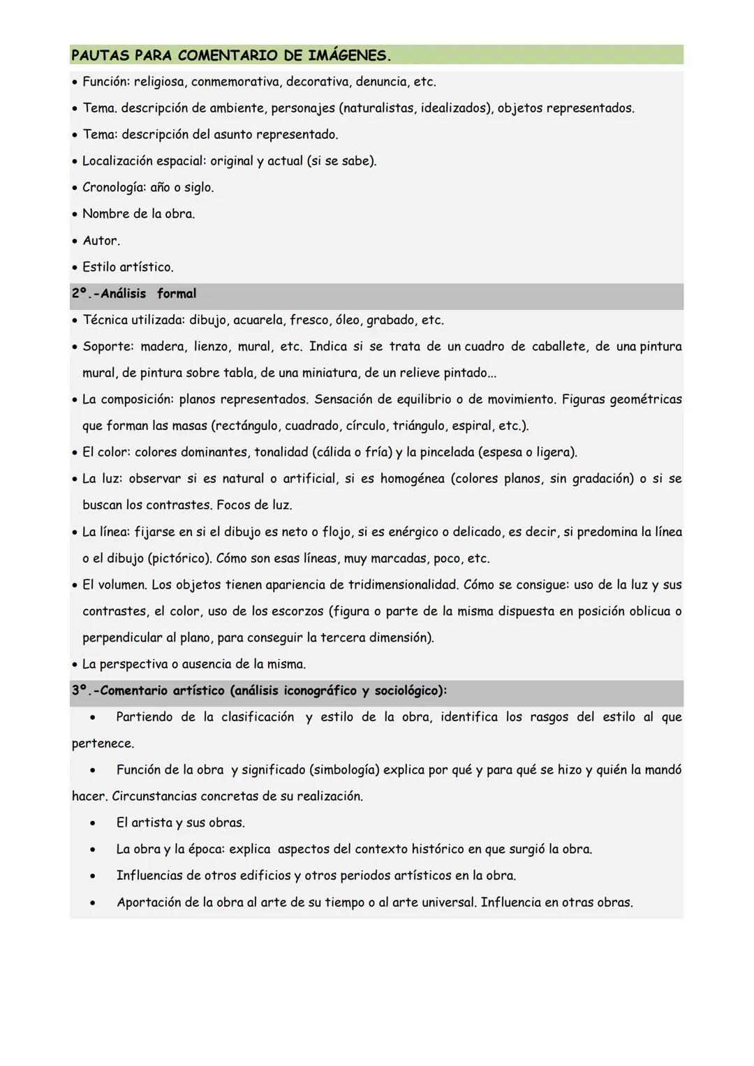 PAUTAS PARA COMENTARIO DE IMÁGENES.
1°.-Identificación de la obra:
Tipología y función del edificio (funerario, civil, religioso, conmemorat
