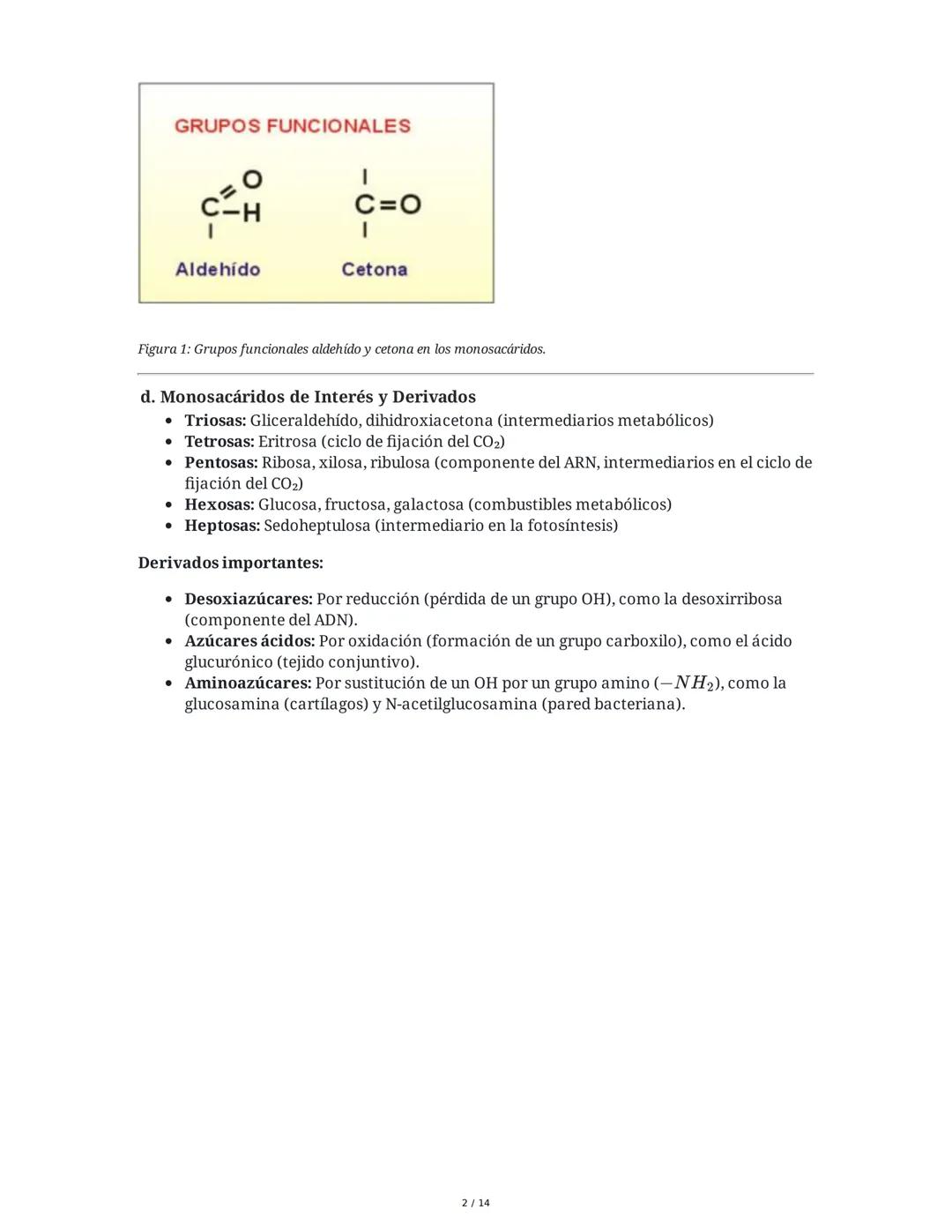 1. Definición
TEMA 2: LOS GLÚCIDOS
Los glúcidos son biomoléculas compuestas por carbono (C), hidrógeno (H) y oxígeno (O),
con la fórmula emp