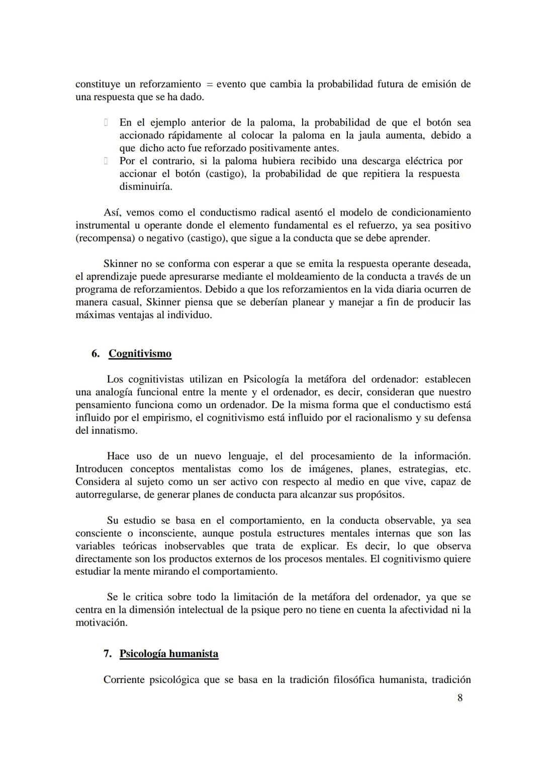 TEMA 2. TEORÍAS PSICOLÓGICAS
En este segundo tema hacemos una panorámica de las principales corrientes
existentes en la Psicología:
1. Los p