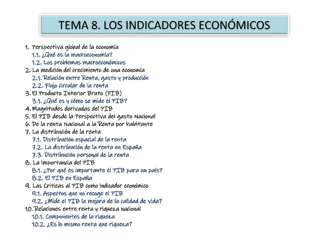Magnitudes macroeconómicas y sus indicadores