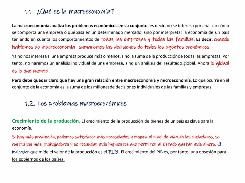 TEMA 8. LOS INDICADORES ECONÓMICOS
1. Perspectiva global de la economía
1.1. ¿Qué es la macroeconomía?
1.2. Los problemas macroeconómicos
2.