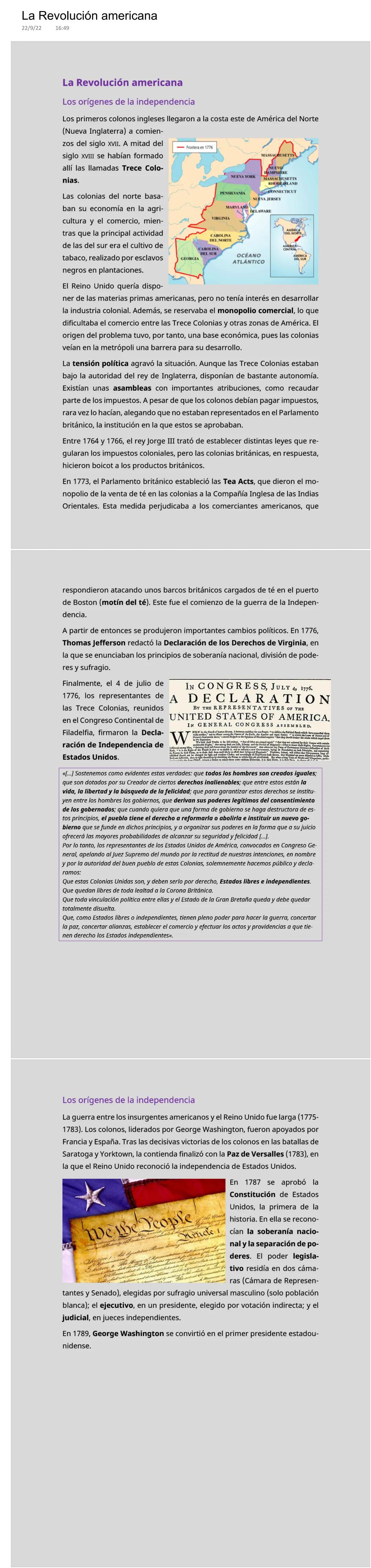 # La Revolución americana

## La Revolución americana

Los orígenes de la independencia

Nuevs

1764 y

puerto

puema de la Indepen

divisió