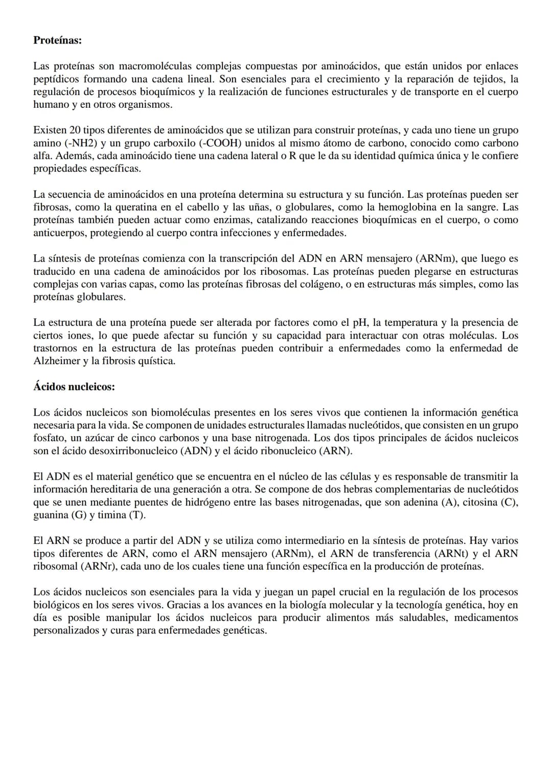 BIOMOLÉCULAS
Las biomoléculas son moléculas orgánicas presentes en los seres vivos, que cumplen diversas funciones en
los procesos biológico