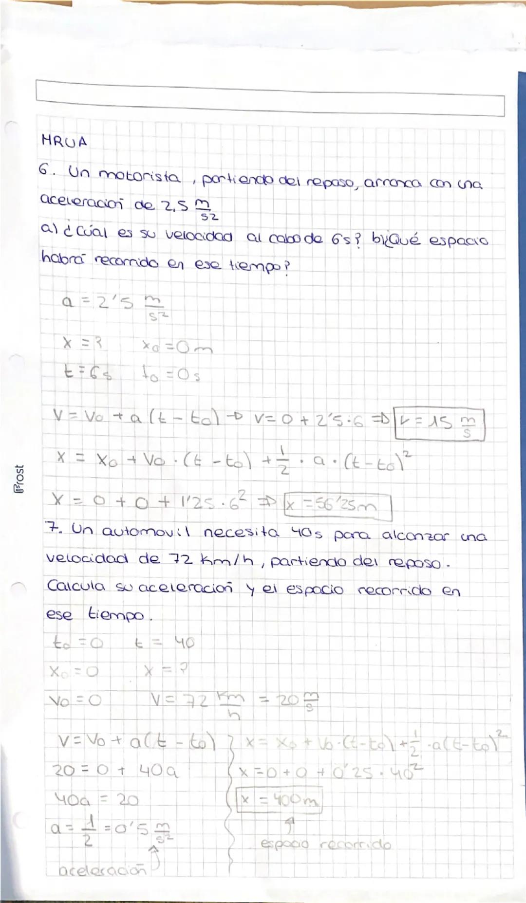 Frost
CINEMATICA US
HRU
4. Dos automoviles circulan
por un tramo recta de autopista
con los velocidades respectivos de 36 km/h 4 108 km/h
a)